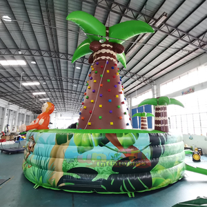 Muro de escalada inflable comercial de PVC con temática de la selva y juegos deportivos de desafío para carnavales al aire libre. - Product Image 3