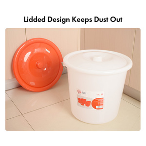 Pearl River Red 8L Round <b>Plastic</b> <b>Food</b> <b>Container</b> Bucket with Handles Portable and Modern Design - Product Image 2