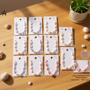 Shell Beaded <b>Bracelets</b> Stainless Steel Handmade Fashion 12Pcs <b>Set</b> Unisex Gift Jewelry Trendy Style - Product Image 3