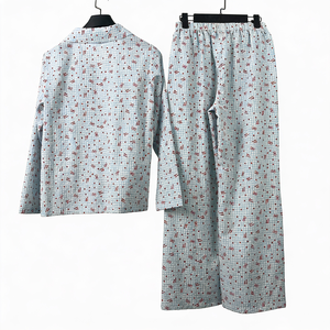 Custom <strong>Party</strong> Women's <strong>Pyjama</strong> Sets 2 Piece Set Striped Bow Print Cotton Pleated Hearts Gauze Deep Seersucker Pajamas Set Women - Product Image 2