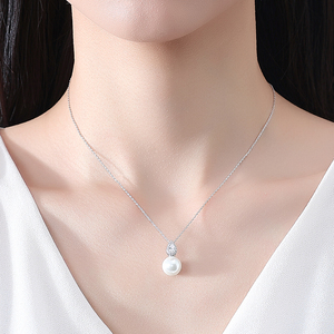 LUOTEEMI <strong>Japanese</strong> Trendy Tear Drop Imitation White Pearl Zircon Pendant Chain Necklace for Women Daily Wear Fashion <strong>Jewellery</strong> - Product Image 3
