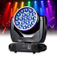 Cabeza móvil Wash 19x15W RGBW 4 en 1 con efecto de anillo LED, zoom, estroboscópico y luz de escenario DMX512 para DJ, discoteca, club, fiesta, boda, bar