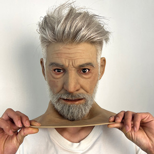 หน้ากากซิลิโคนฮาโลวีน รูปคนหัวโล้น ชายชรา แบบเต็มหน้า สำหรับงานแฟนซี ดีไซน์ใหม่ สวมใส่สบาย - Product Image 6