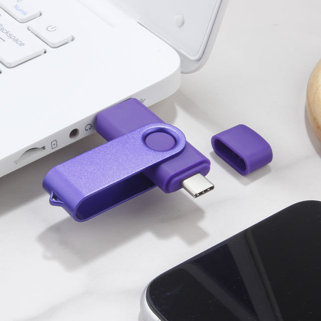 For 2-in-1 USB Flash Drive 4GB-128GB USB2.0 Metal Pendrive for Phone & PC-3-Year Warranty Custom Logo Available