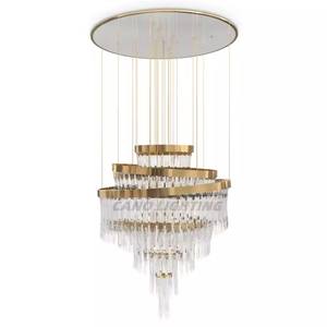 Modern Designer Hotel Hanging Project Lighting Crystal villa stair Ceiling luxury Crystal <b>chandelier</b> pendant light for villa - Product Image 5
