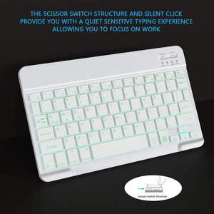 Clavier sans fil Bluetooth portable mince à 78 touches en ABS, silencieux, rétroéclairé avec lumières LED, blanc - Product Image 5