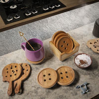Sous-verres en bois faits à la main, résistants à la chaleur, de forme irrégulière, avec support, écologiques, pour la maison et la cuisine