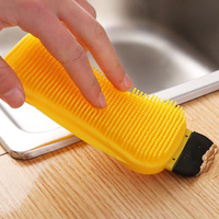 Éponge de cuisine en silicone 3 en 1 Brosse de nettoyage multifonctionnelle pour grattoir Lavage de la vaisselle Cuisine Salle de bain Épurateurs en silicone