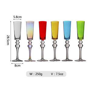 Lot de Verres à Boire Colorés en Gros – Flûtes à <span class=keywords><strong>Champagne</strong></span> et Gobelets à Vin en Cristal à Long Pied Tendance - Product Image 3