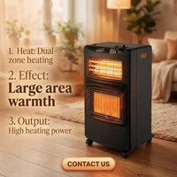 Chauffage portable pliable gaz et électrique certifié CE 2-en-1 sur pied pour intérieur, 3 niveaux de chaleur, télécommande, GPL Propane