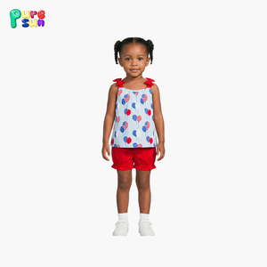 Set di <span class=keywords><strong>Abbigliamento</strong></span> Estivo per Ragazze Puresun, Design Professionale con Stampa Cartoon, in Cotone Traspirante Personalizzato - Product Image 2