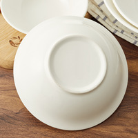Bols à soupe et à riz jetables en porcelaine blanche pure, 7 pouces, design moderne, vaisselle haut de gamme pour hôtels et restaurants