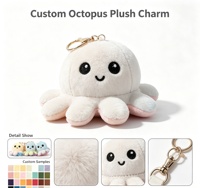 Porte-clés en peluche pieuvre réversible avec logo personnalisé, jouets en peluche émotionnels à bascule, vente en gros, prix d'usine, faible MOQ