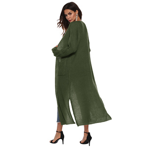 Cárdigan largo de manga larga informal de fábrica <span class=keywords><strong>para</strong></span> mujer con bolsillos, cárdigan de suéter <span class=keywords><strong>para</strong></span> mujer - Product Image 5
