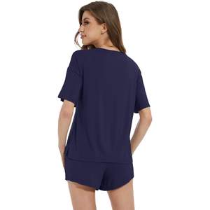Ensemble de pyjama en viscose de bambou pour femmes, haut à manches courtes avec short, vêtements de nuit d'été, tailles S-XXL - Product Image 3