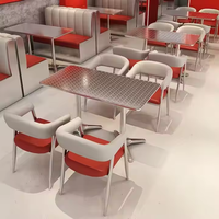 Tavoli e Sedie Durevoli in Acciaio Inossidabile per Ristoranti, Set per Ristoranti, Arredamento per Bar, Caffetterie e Ristoranti, Sedute per Booth