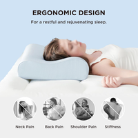 Oreiller en mousse à mémoire de forme pour le soulagement du cou Contour de refroidissement-Tissu hypoallergénique anti-acariens léger