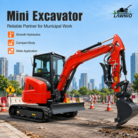 Mini Excavator LAWNIO Bertenaga Kuat, Kabin, Track Karet, Sistem Hidrolik, untuk Pekerjaan Pertanian dan Konstruksi, Mini Excavator Profesional