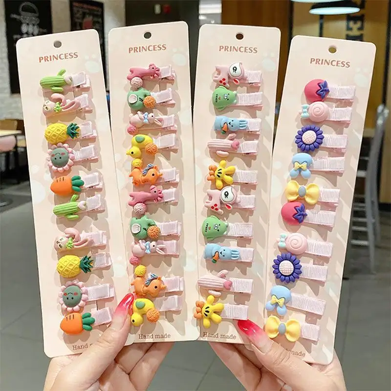 FanYue 10pcs/set candy color hair clips for girls baby girls small duckbill hair clip hair slide for kids children card package