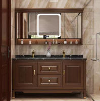 Meubles-lavabos de salle de bain modernes à double vasque, design spécial nord-américain, finition peinture bois, résistants à l'eau, à poser au sol, en quartz