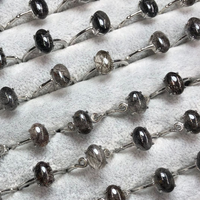 Vente en gros de bague en quartz rutile noir Quartz de cheveux noirs naturels Bague en pierres précieuses de mode simple avec incrustation de bronze