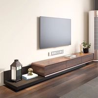 Meuble TV extensible moderne en panneaux de particules, style compact et simple, meuble TV télescopique, ensemble petite table basse pour salon