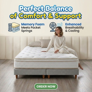 Matelas hybride haute densité avec base en mousse renforcée, stabilité durable, matelas de lit king size - Product Image 5