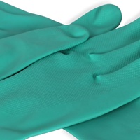 Gants industriels Guante De Nitrile Gants en nitrile vert résistants aux produits chimiques doublés de troupeau