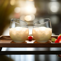 Nouveau design unique 350ML jante inclinée sans pied fond épaissi verre thé boire bière tasse verres à whisky à la mode