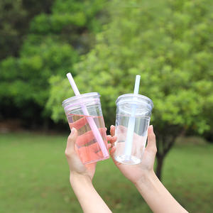 Taza para beber de paja colorida de gran capacidad para el hogar, regalo de cumpleaños para amigos, taza de café Tritan transparente con tapa, taza de café - Product Image 5