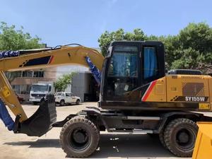 Excavatrice sur pneus EVANGEL SY155W (Tier4 F & StageV) avec moteur EPA pour la construction routière urbaine et commande pilote climatisée - Product Image 5