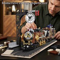 Tren Eléctrico Creativo con Motor de Vapor, Vehículo de Transporte, Bloques de Construcción MOC, Juguete de Ensamblaje para Niños de 5 a 7 Años, Plástico