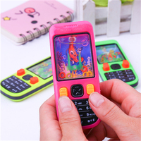 Jouet promotionnel classique pour enfants, jeu d'eau portable en plastique coloré en forme de téléphone portable, motif dessin animé