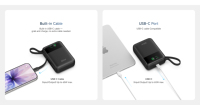 Batterie externe semi-solide 65W PD avec écran TFT, câble intégré, sortie Type C, support, ultra-mince, personnalisation, moule privé, OEM, mondial