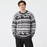 Pull en tricot jacquard personnalisé pour homme, motif nordique, col rond, tricotage en laine d'hiver, fabricant OEM