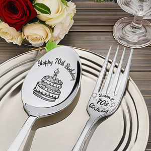 Cuchara y Tenedor de Acero Inoxidable para el 70.º Cumpleaños, Grabado Personalizado, Regalos Modernos de Cumpleaños para Padre, Madre, Abuelo, Abuela - Product Image 5