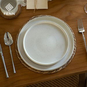 จานใส่ของทำจากเซรามิกสโตนแวร์สำหรับอาหารค่ำสไตล์ชนบทเคลือบงาเป็นจุดธรรมชาติแบบยั่งยืน - Product Image 3