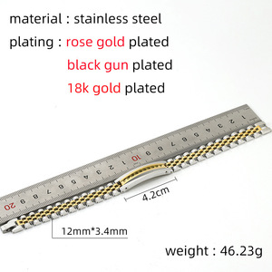 Zogxin Stainless Steel Watch Band Gold Tone 18K Plated Durable Men's Bracelet Geometric Design Oval Link - Product Image 2