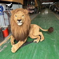 Modèle d'animal animatronique lion réaliste sur mesure, fabriqué à la main par Source Factory, pour les zones scéniques et les jardins botaniques