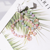 Nouveaux bracelets en cristal de verre à la mode, fleurs colorées pour le bricolage, style simple pour les étudiantes, filles, joli bracelet chaîne de bijoux