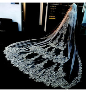 LUOXIN velo da sposa lungo in pizzo con perline di paillettes di cristallo lungo di lusso LUOXIN - Product Image 4