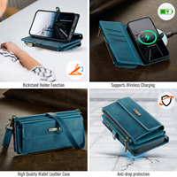 Étui portefeuille CaseMe C39 pour iPhone 16E Pro 15 13 14 12 Plus 11 Pro XS Max XR 17 Air, sac magnétique multifonctionnel 3-en-1 à bandoulière