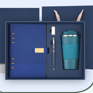 مجموعة زجاجات يوميات فاخرة للأعمال الترويجية قابلة للتخصيص من جلد البولي يوريثان دفتر ملاحظات بحلقة A5 مع قلم وUSB - Product Image 3