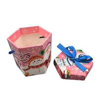 Boîte cadeau de Noël hexagonale recyclable avec logo personnalisé, boîtes en carton blanc pour l'emballage