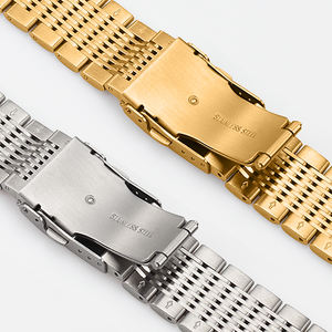 רצועות שעון נירוסטה מתכווננת עם 15 חרוזים מסורתי אופנה 18 20 גדלי 22 24 מ "מ כולל כלי התאמה - Product Image 4