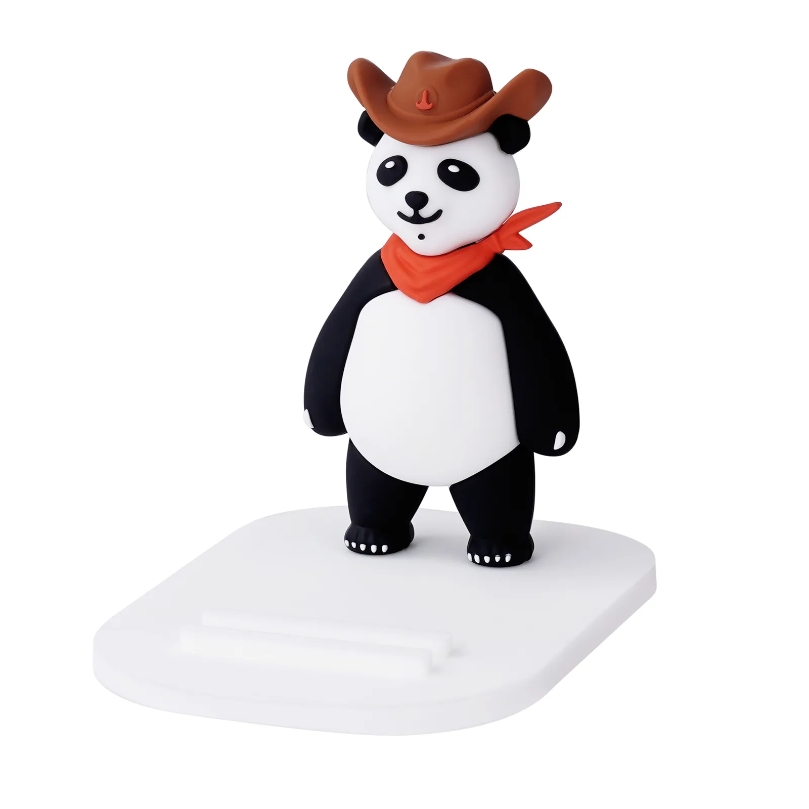 Suporte de celular em PVC portátil personalizado com desenho 3D urso fofo animal com chapéu suporte para celular