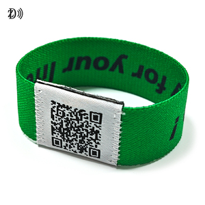 NFC 13,56 MHz <span class=keywords><strong>QRCode</strong></span> Impreso NTAG213 Pulsera MIFARE Ultraligero Estiramiento Tejido RFID Pulsera - Product Image 3