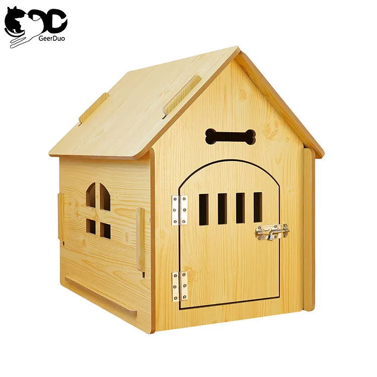 Geerduo, съемный и легко устанавливаемый, всесезонный, для собак, кошек, домашних животных, деревянный дом для внутреннего и наружного двора
