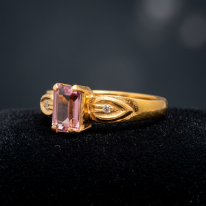 Bagues en argent plaqué or 18 carats avec tourmaline rose hydro et oxyde de zirconium blanc, classiques, magnifiques et simples, pour enfants, avec pierres précieuses - Product Image 2