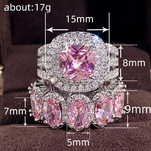 Anello ovale geometrico quadrato per donna, anello da dito alla moda con fascia intera scintillante, gioielli eleganti per tutti i giorni - Product Image 4